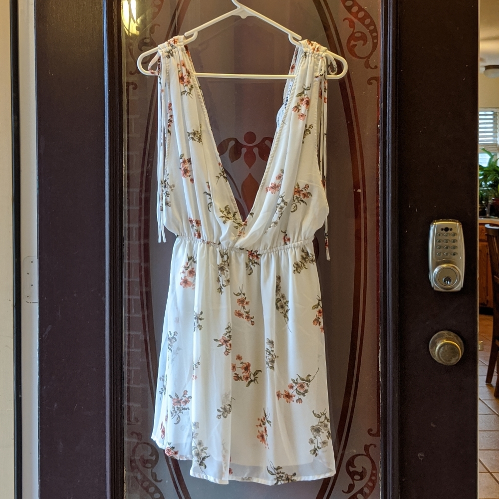 Audrey 3 +1 Floral Deep Plunge Mini Dress